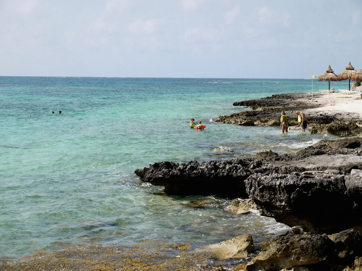 Punta Nizuc shoreline and Caribbean water at the south end of the Cancun Hotel Zone, Mexico